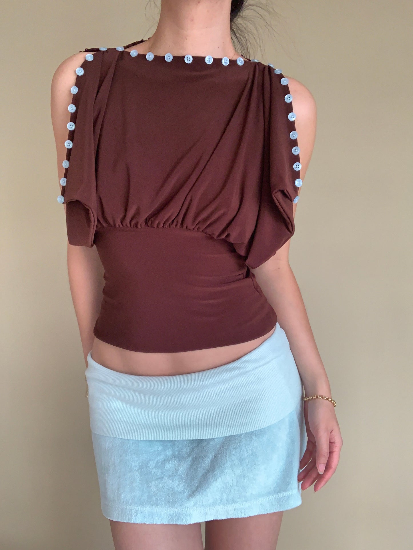 Cai Button Top - Espresso