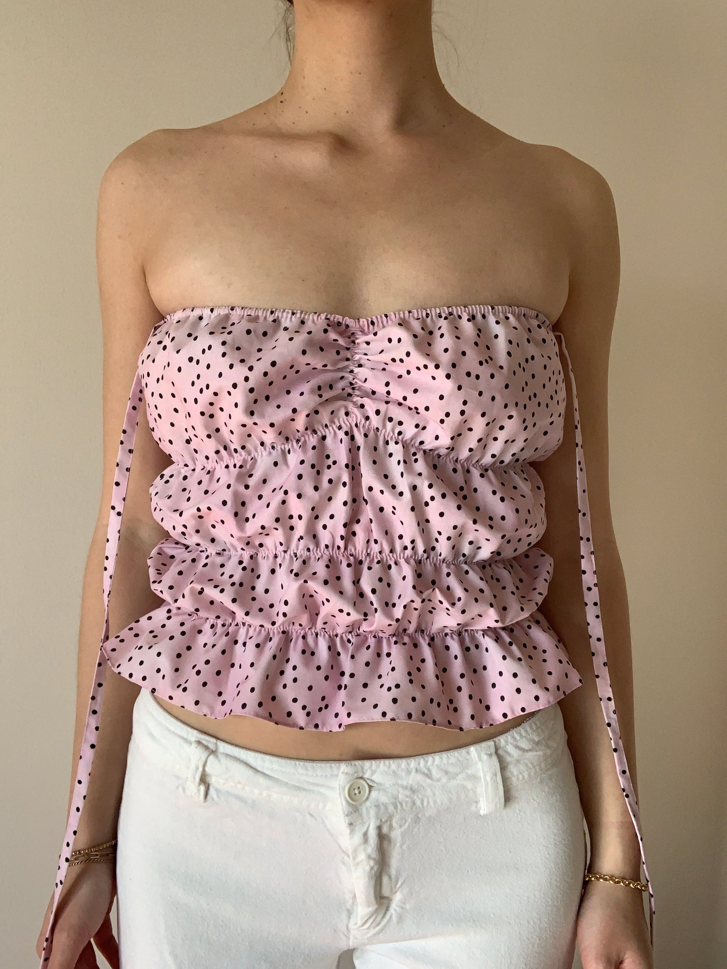 Lucky Puff Strap Top in Plum Dot