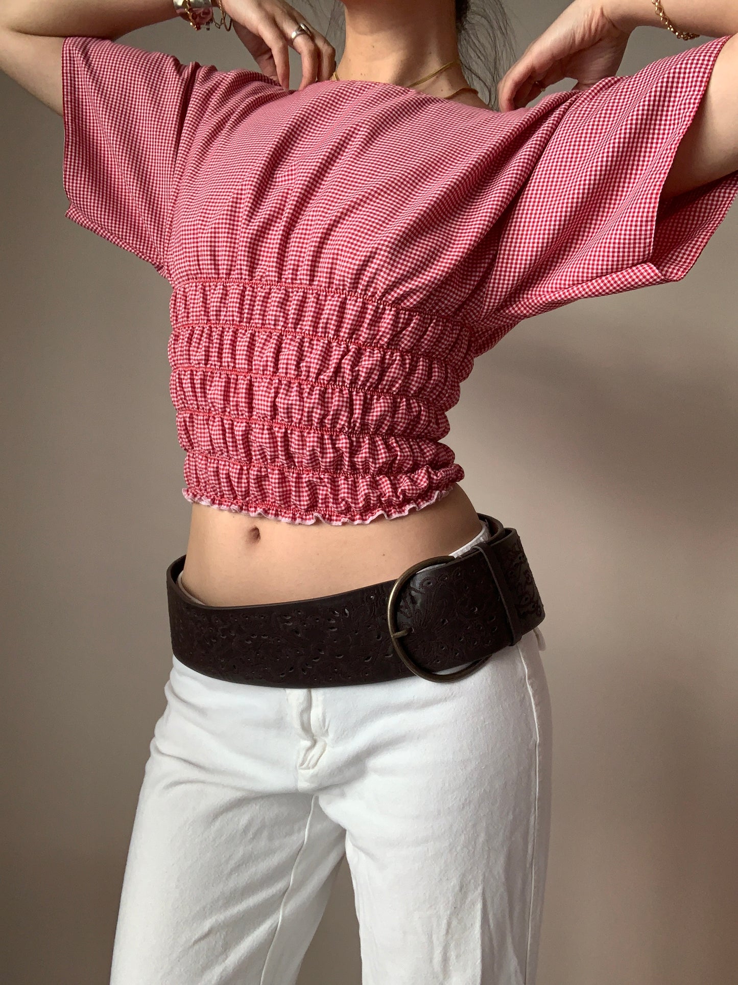 Chiara Red Gingham Top