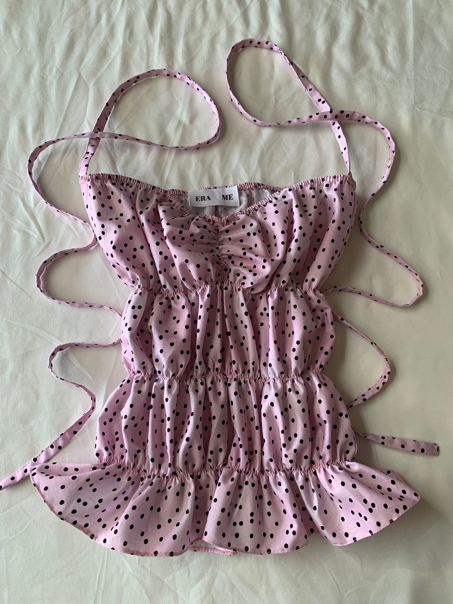 Lucky Puff Strap Top in Plum Dot