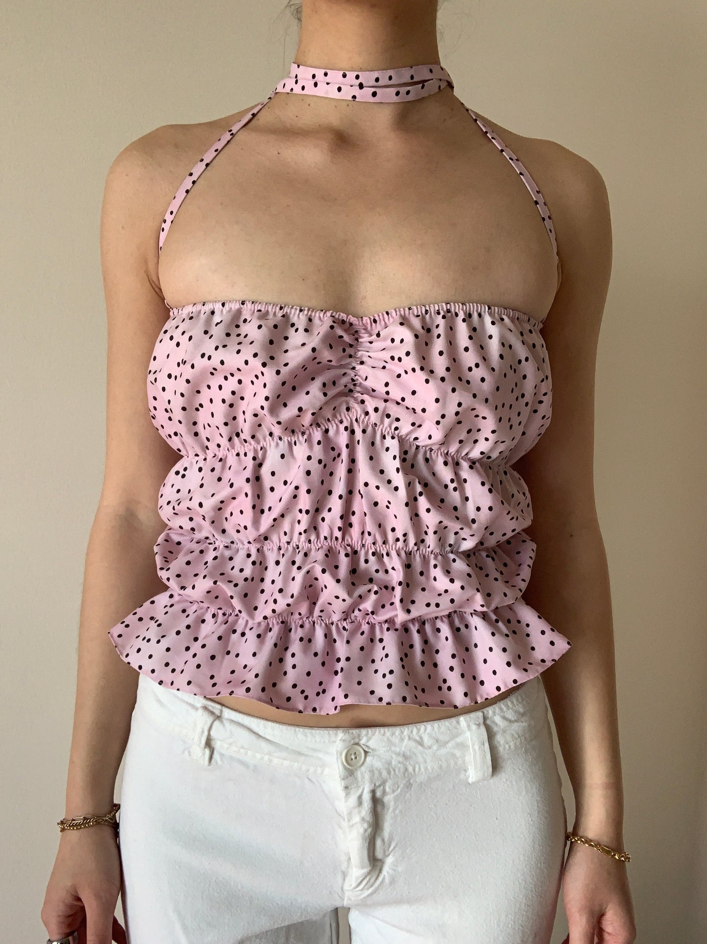 Lucky Puff Strap Top in Plum Dot