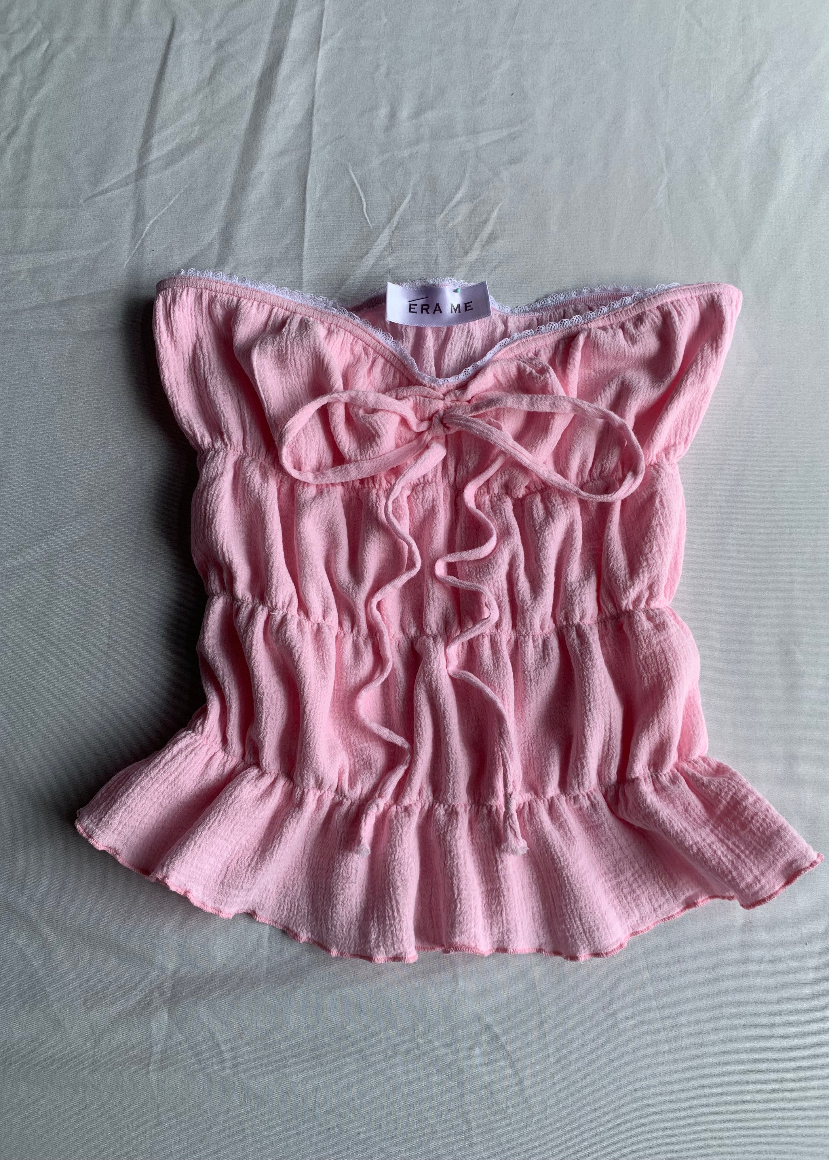 Lucky Puff Tube Top in Strawberry Milk
