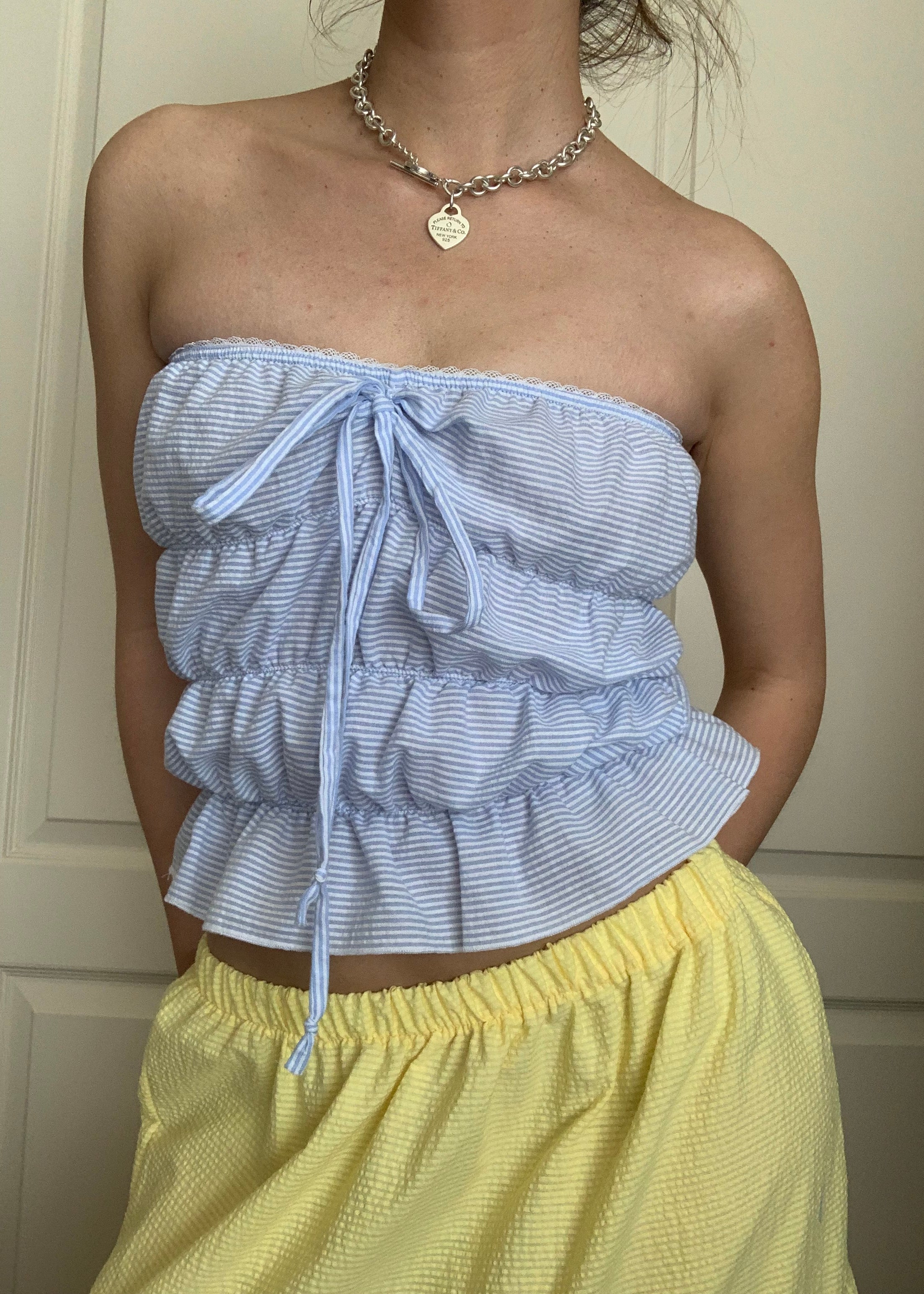 Lucky Puff Tube Top in Berry Blue