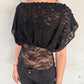 Cai Button Top - Onyx Lace