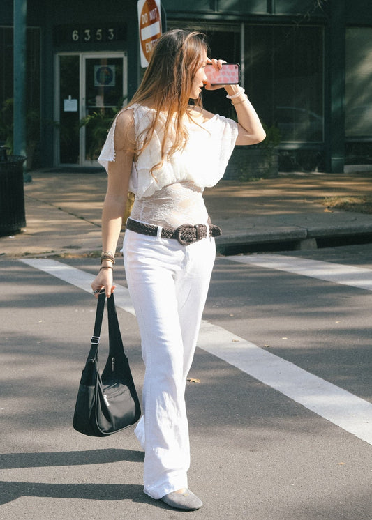 Cai Button Top - Ivory Lace