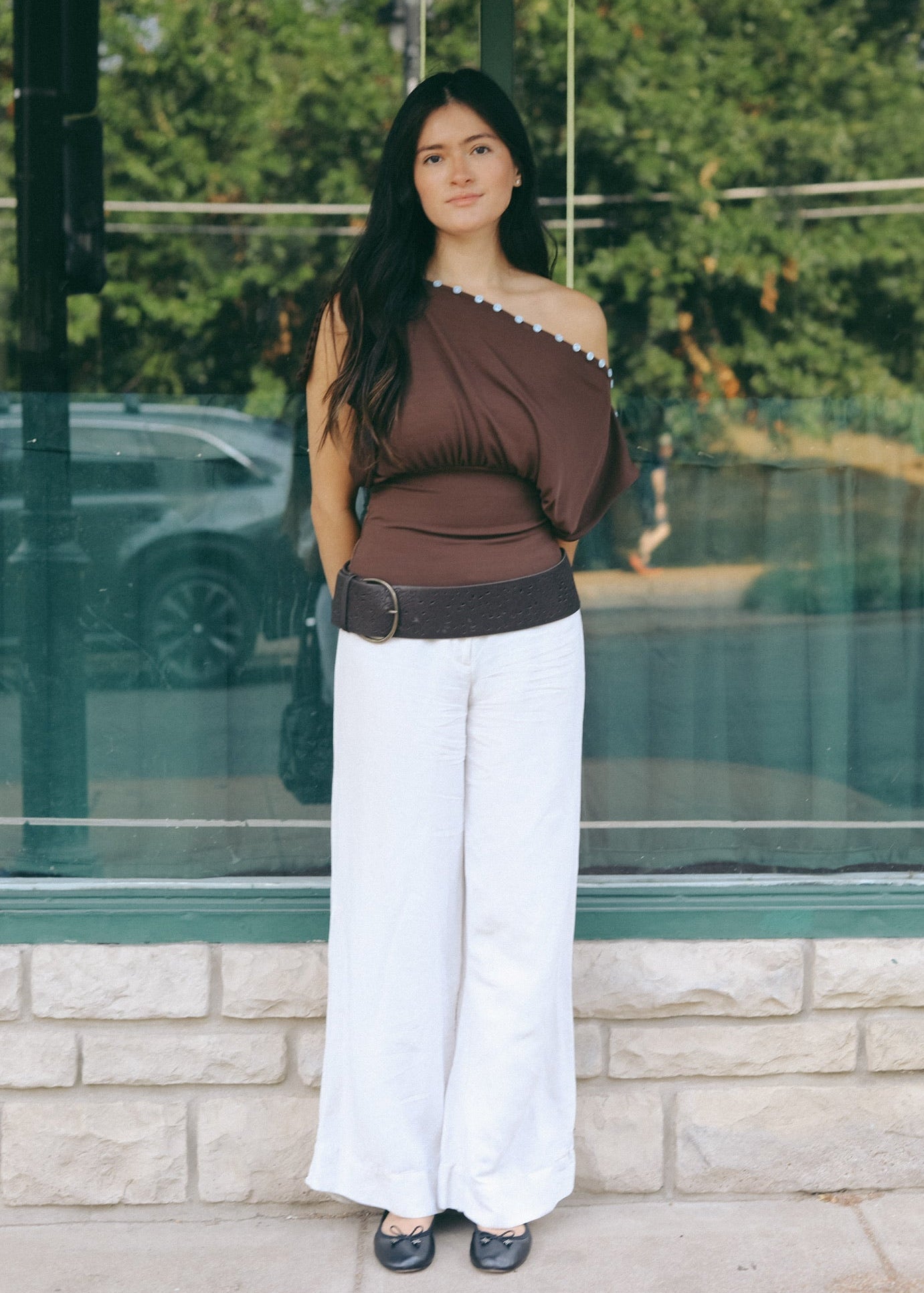 Cai Button Top - Espresso