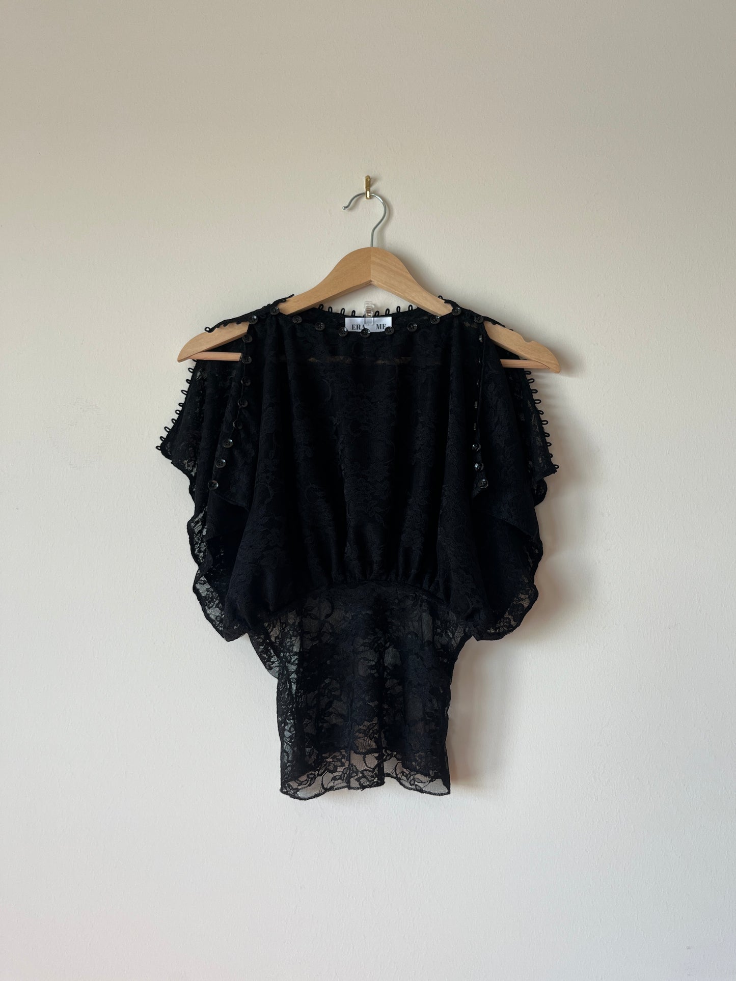 Cai Button Top - Onyx Lace