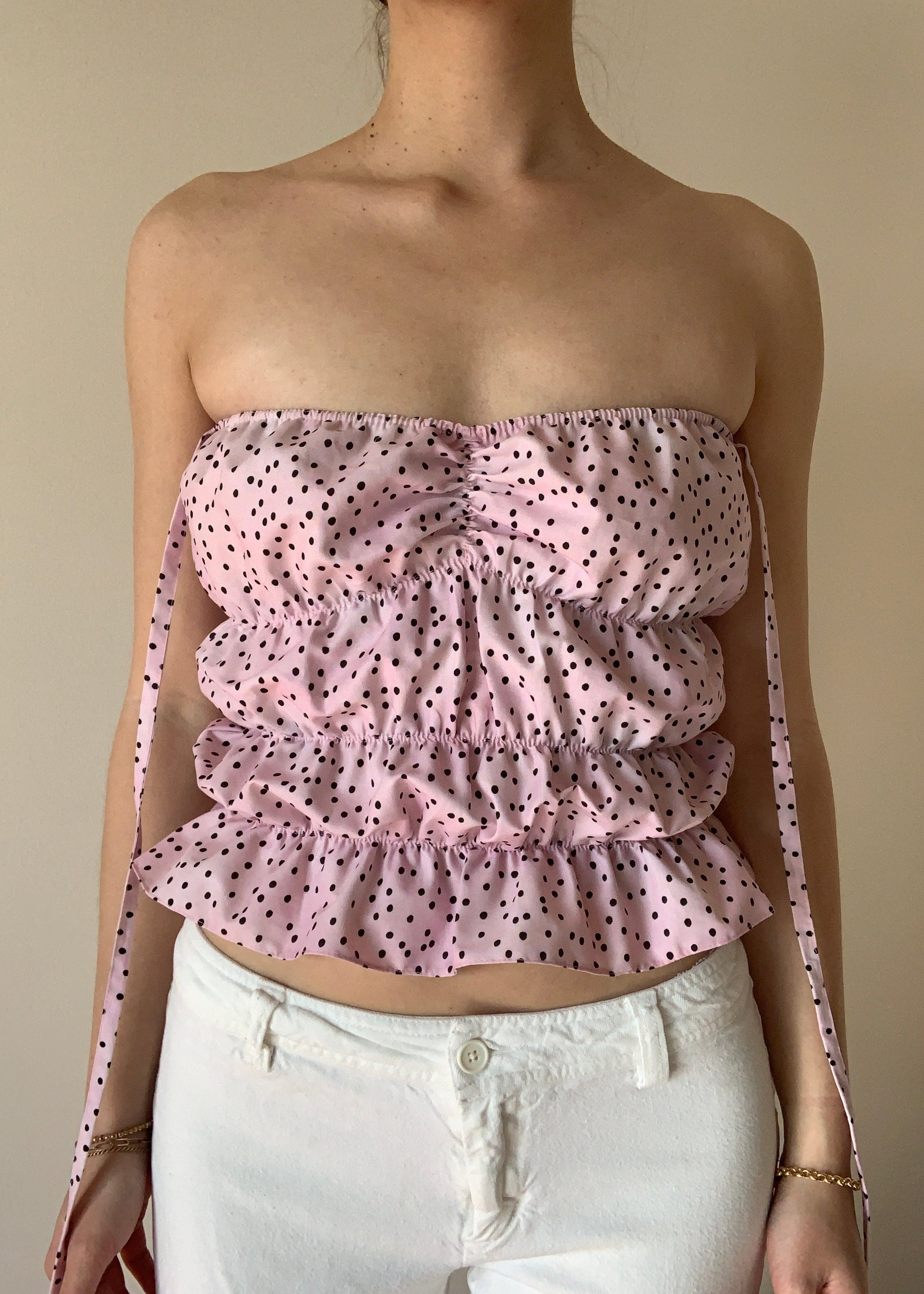 Lucky Puff Strap Top in Plum Dot