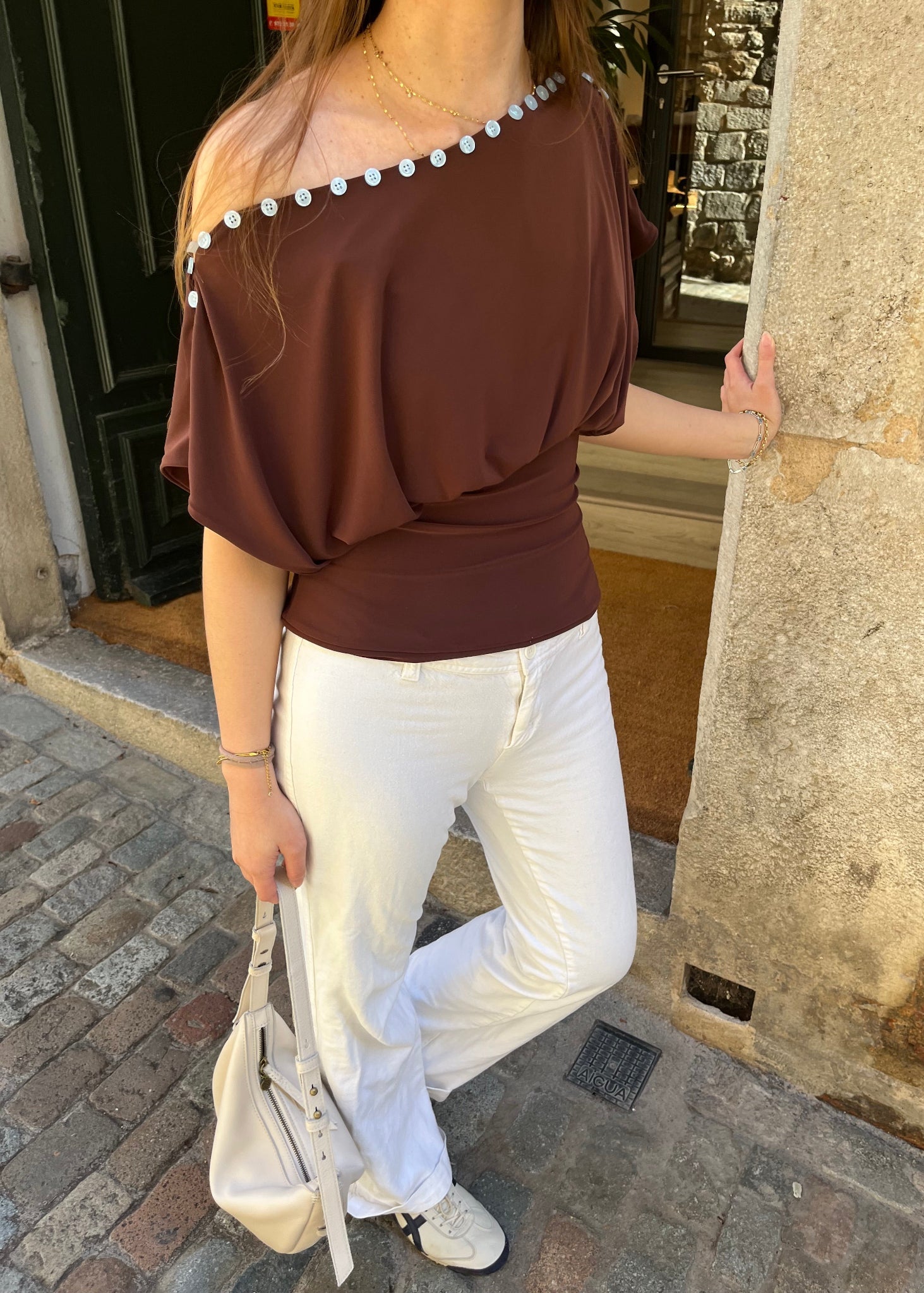 Cai Button Top - Espresso
