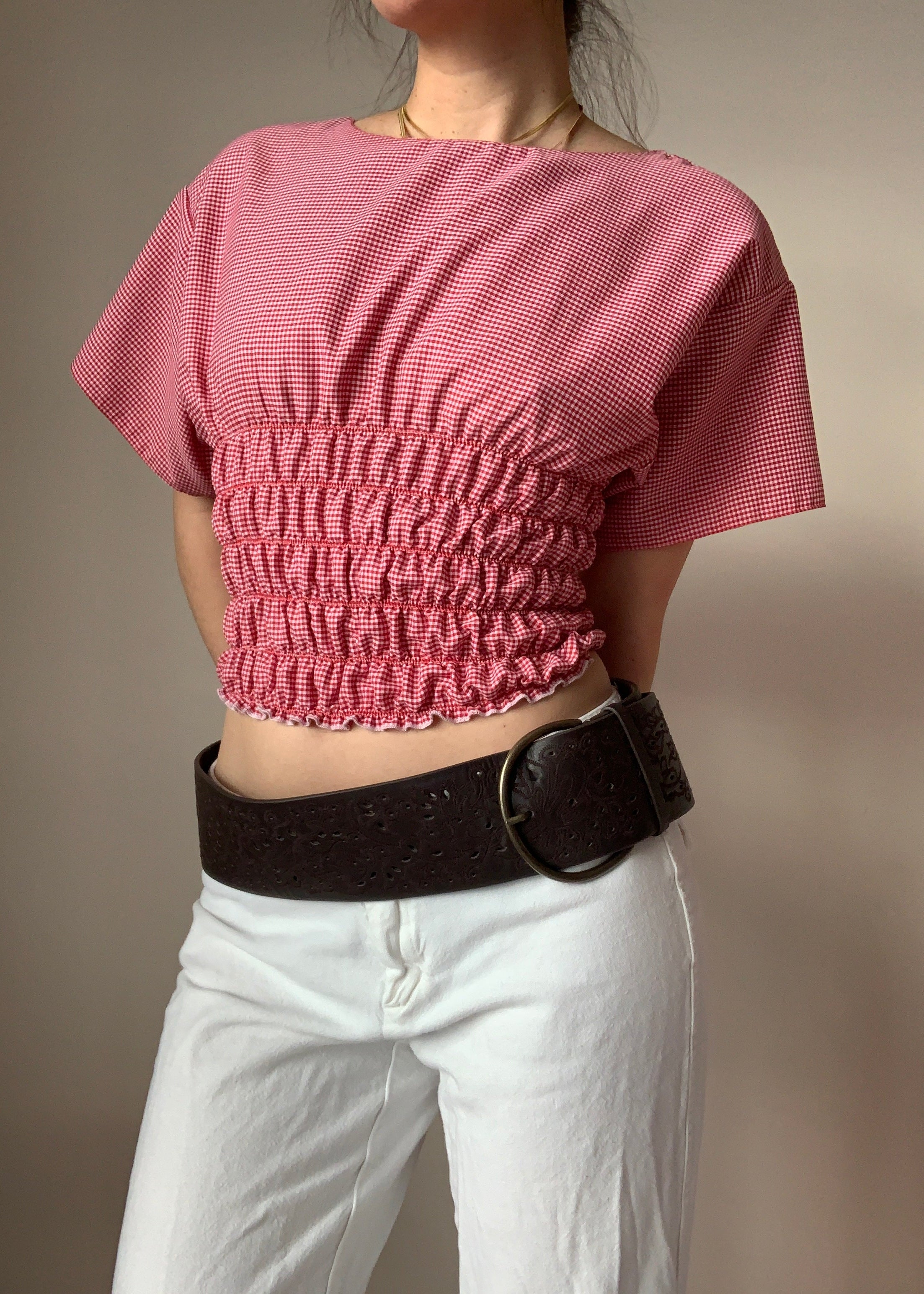 Chiara Red Gingham Top
