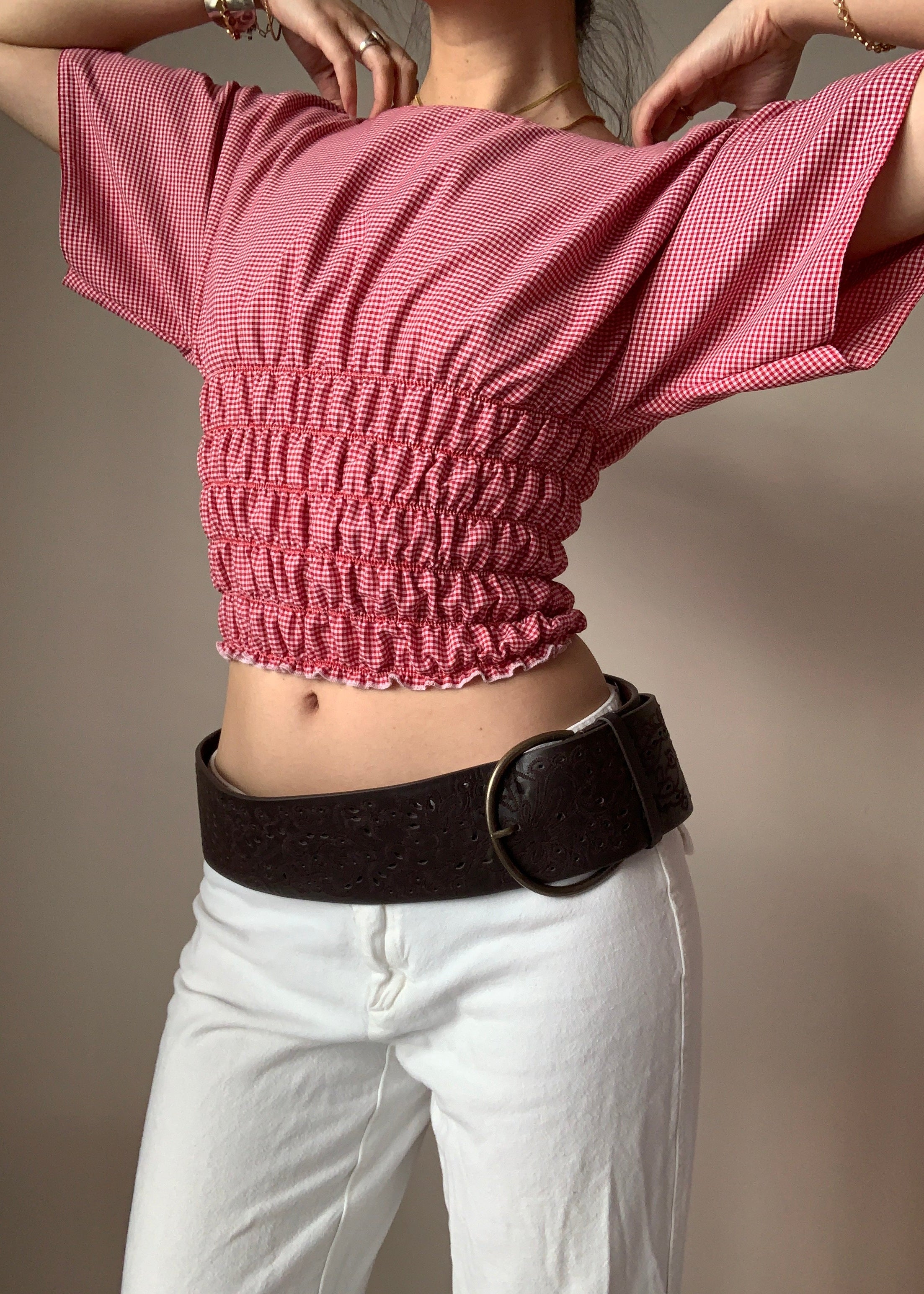 Chiara Red Gingham Top