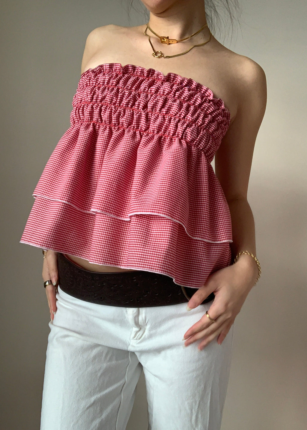 Chiara Red Gingham Skirt