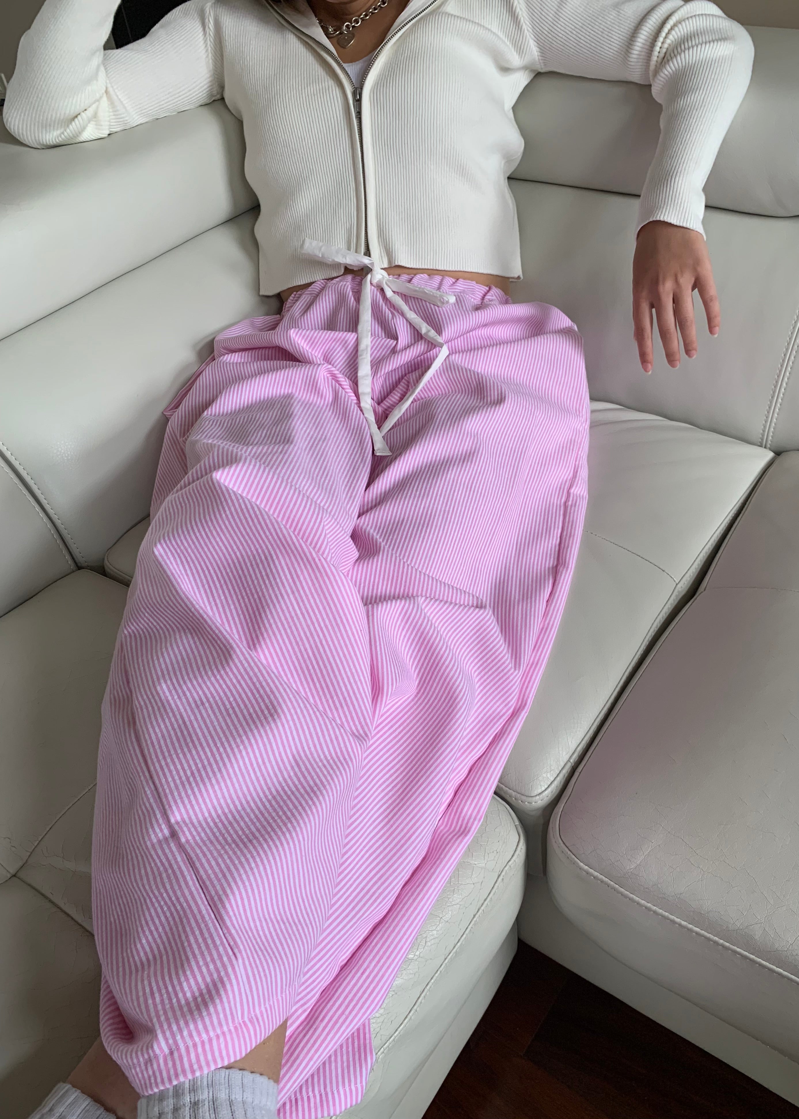 Sybil Stripe Pant ft. White Bow