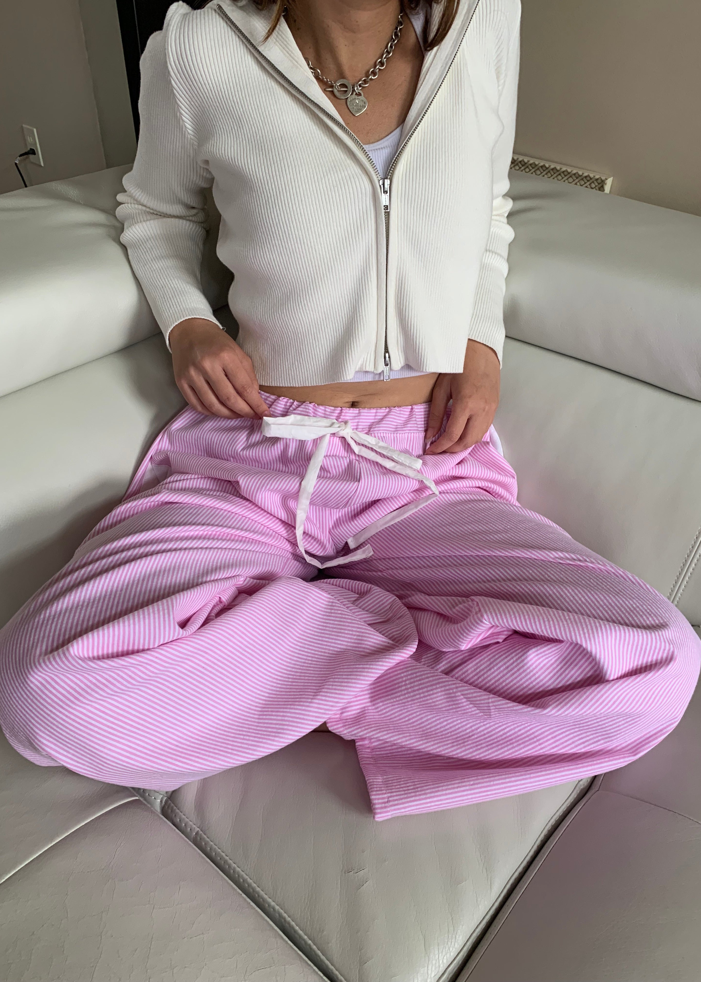 Sybil Stripe Pant ft. White Bow