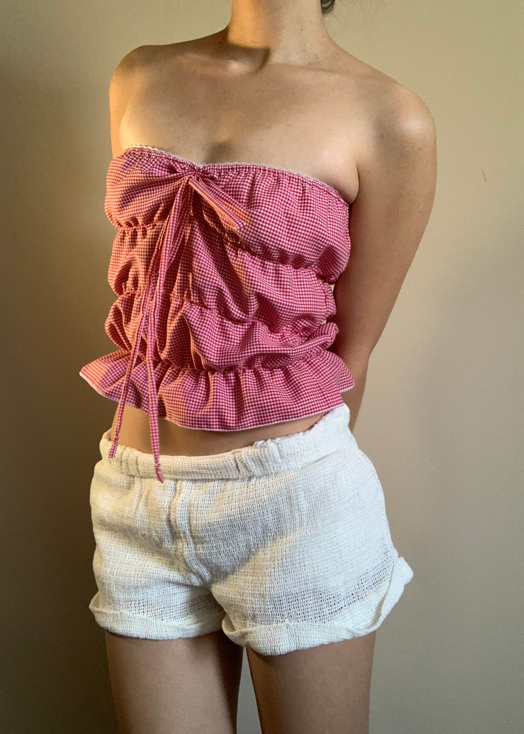Lucky Puff Tube Top in Cherry