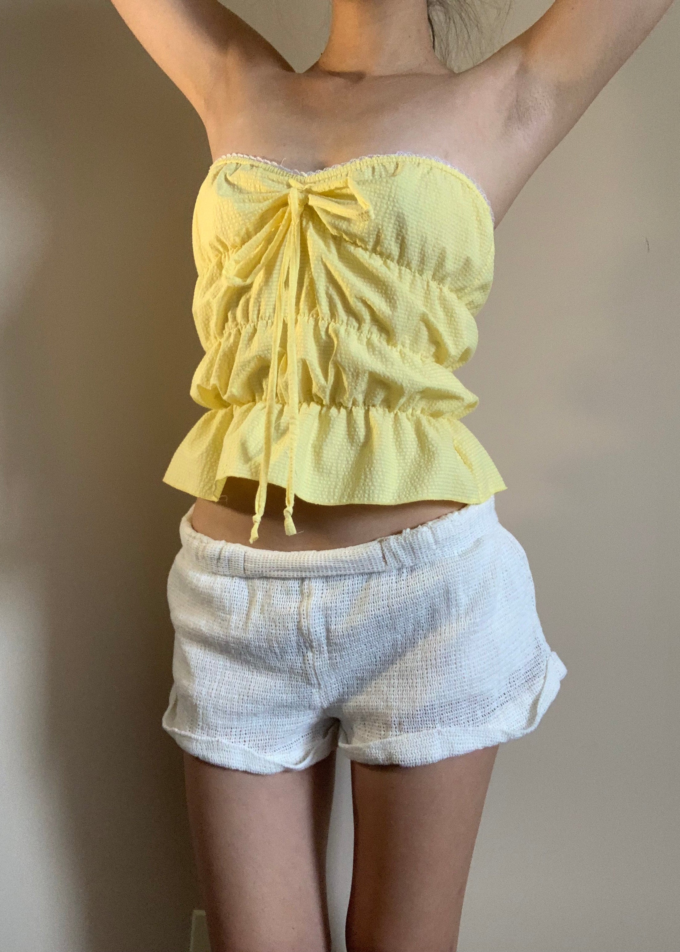 Lucky Puff Tube Top in Lemon