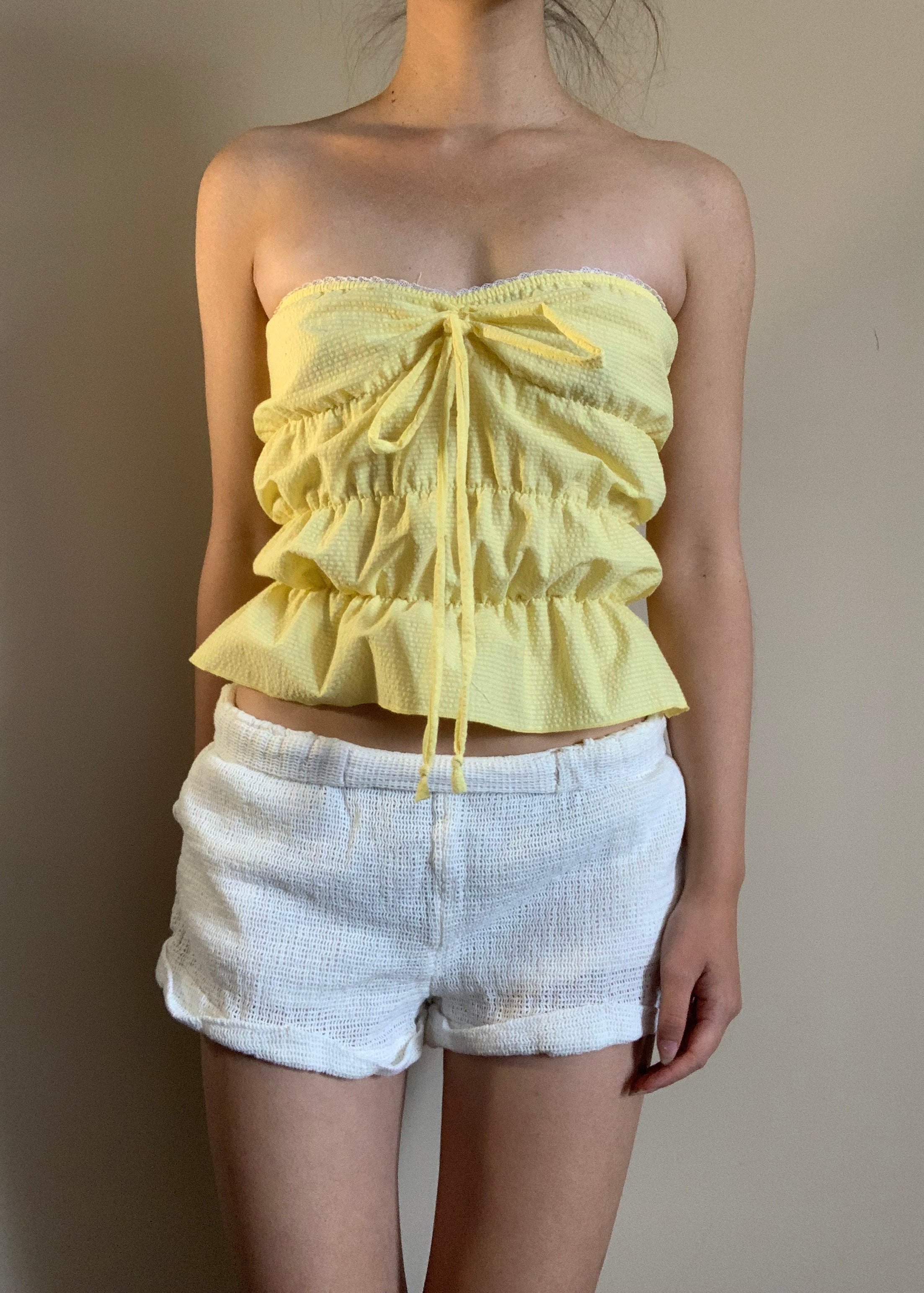 Lucky Puff Tube Top in Lemon