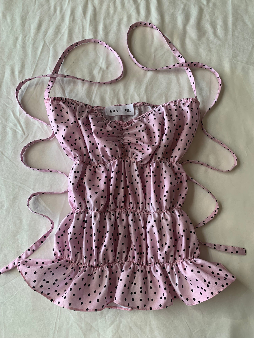 Lucky Puff Strap Top in Plum Dot